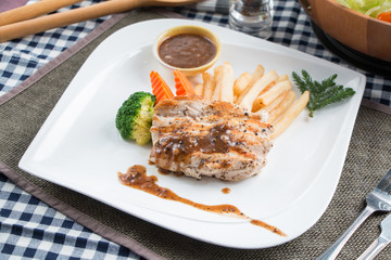 Barbecue Chicken Steak with Cesar Salad