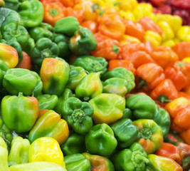 Fototapeta na wymiar Fresh healthy bio paprika on agricultural market