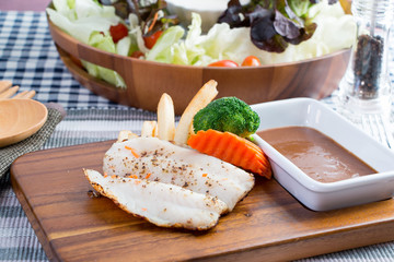 Grilled fish steak set with Cesar Salad