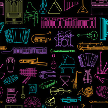 Musical instruments seamless pattern