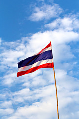 Thai nation flag on wooden pole