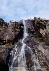 The waterfall Hengjanefossen seen from a boat in Lysefjord in norway
