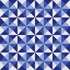 Abstract seamless geometric pattern. Triangles and squares. Mono blues. Can be used for printing, fabric and web design.