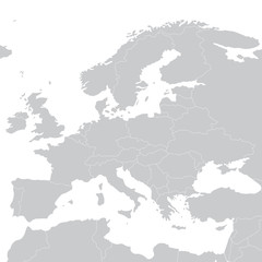 Fototapeta na wymiar Grey political map of Europe. Vector illustration