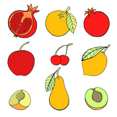 set of different fruits