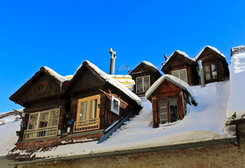 Classic wooden garrets in old town in Zagreb, Croatia.