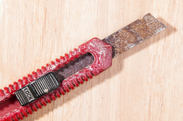 old cutter on wooden texture
