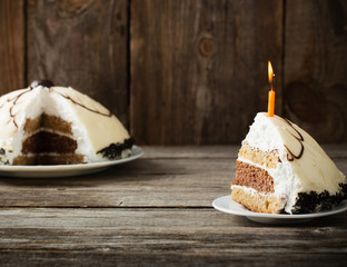Birthday Cake on wooden background
