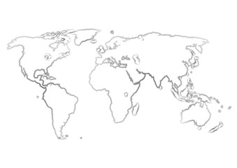 世界地図のイラスト: グレーグラデーション