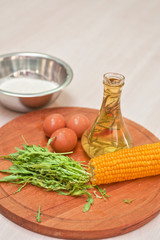 Ingredients for corn pancakes