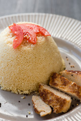 Delicious homemade vegetarian couscous made with bell pepper, to