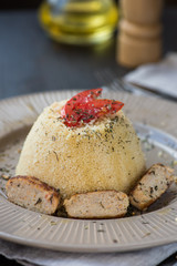 homemade vegetarian couscous made with bell pepper, tomato