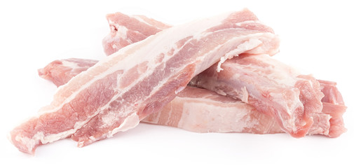 Raw Pork Ribs, Isolated On White Background.