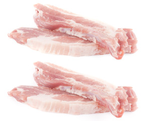 Raw Pork Ribs set. Isolated meat On White Background.