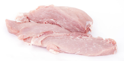 raw pork steak on white background