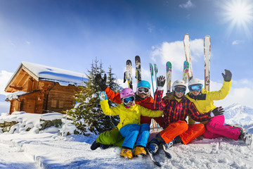 Ski, winter, snow - family enjoying winter vacation