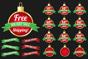 Holiday Sale with Christmas Ornament Badge - 95746961