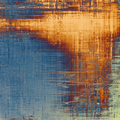 Abstract grunge background with retro design elements and different color patterns: yellow (beige); brown; blue; cyan