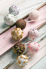 Delicious colorful cake pops