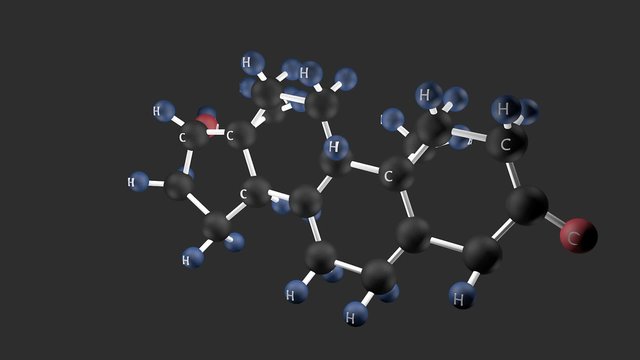 Testosterone molecular structure. Animation of testosterone molecule. 3D male hormone.
