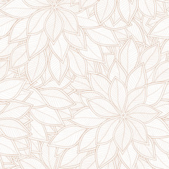 Abstract brown seamless pattern with leaves. Vector