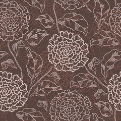 Vector  Seamless floral pattern with chrysanthemums