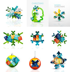 Set of snowflake icons with text labels. Christmas tags concept for your message