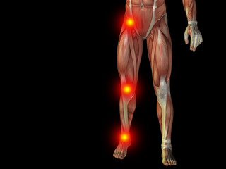 Obraz premium Conceptual human body anatomy pain on black