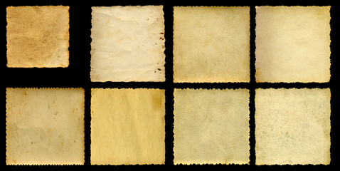 Old vintage paper banners set isolated on black