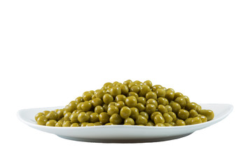 bowl of frozen green peas isolated