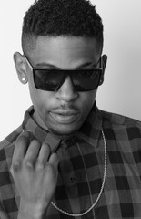 Portrait of hip hop African American dancer isolated background