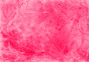 Watercolor crumpled and scratched pink background. Vector illustration.