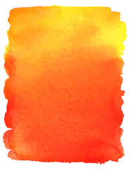 Colorful watercolor background. Yellow and red abstract stain. Vector illustration.