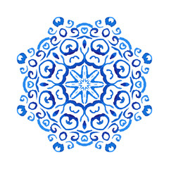 Watercolor snowflake. Vector illustration.