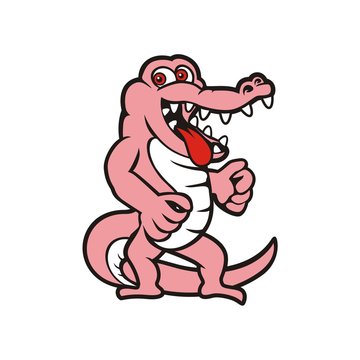 Alligator cartoon pink