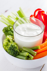 Vegetable sticks and yogurt dip