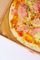 pizza with ham and mushrooms