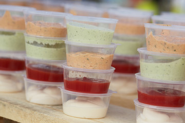 sauces in jars for buffet