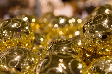 Gold baubles shine in warm light.
Nice bokeh.