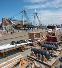USS Constitution in the Dry Dock 1 at Boston Navy Yard Massachusetts USA