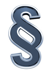 Naklejka premium Paragraph sign from grey glass with chrome frame alphabet set, isolated on white. Computer generated 3D photo rendering.