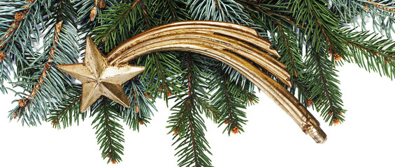 Pine needles and golden Christmas comet letterbox