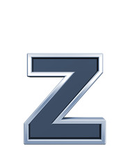 Obraz premium One lower case letter from grey glass with chrome frame alphabet set, isolated on white. Computer generated 3D photo rendering.