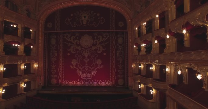 Flying inside the Opera house. Odessa Opera and Ballet Theater is the greatest Odesa&rsquo;s treasure and true pearl of European architecture of XX century