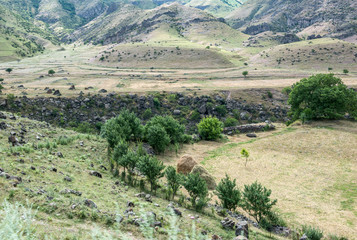 view from road to Vardzia cave monastery in Samtskhe-Javakheti region, Georgia