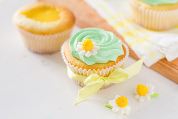Spring cupcakes decoration and ingredients