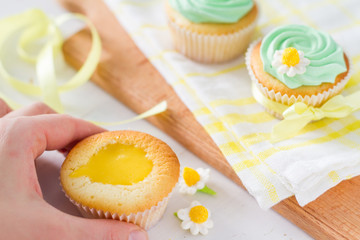 Spring cupcakes decoration and ingredients