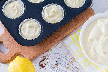 Lemon cupcakes preparation and ingredients
