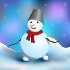 Snowman and snow