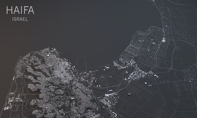 Haifa, vista satellitare, sezione 3d, Israele